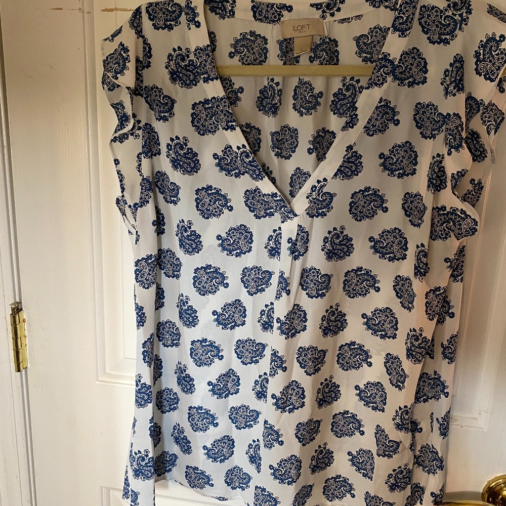 LOFT Blue Paisley Blouse